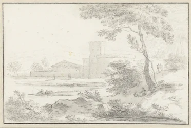 Italianate Landscape with Fortified Building in the Background