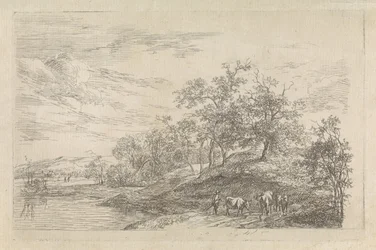 Hilly Landscape with Shepherd and Cows