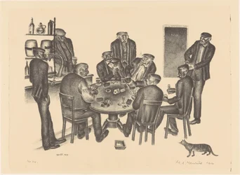 Men Playing Cards in a Bar