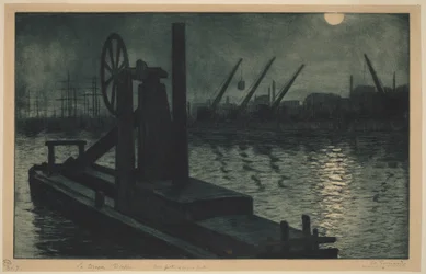 The Dredger of Dieppe, a Dredger in Dieppe Harbor by Moonlight