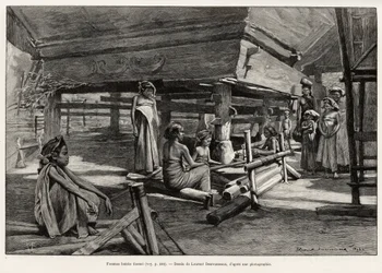 Batak women, North Sumatra ethnic group, weaving
