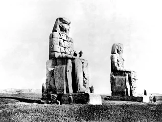 The Colossi of Memnon, Thebes, Nubia, Egypt, 1887