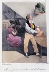 Man Who Breeds Birds While His Wife Cheats on Him: “Everyone Takes His Pleasure or He Finds Him” - in “Les pastemps” by Henry Monnier, ed. Delpech, Paris, v.1830