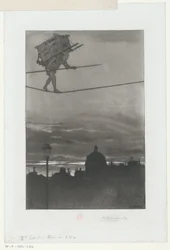 Tightrope Walker with Package on His Back Above a City (Title Page for: Henri Béraldi, Les Graveurs du XIXe Siècle, 1888)