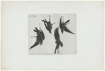 Four Dead Crows Hanging on a Wall