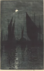 Moonlight in the Harbor at Dieppe