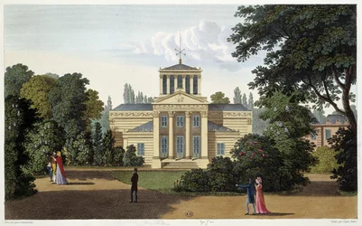 Pavilion of the Monceau Garden. Engraving by Courvoisier