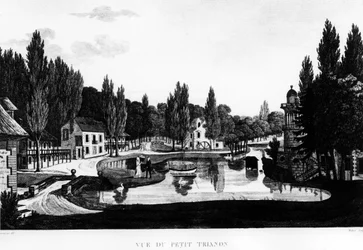 View of the Petit Trianon in Versailles - Drawing by Courvoisier