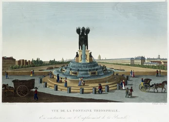 View of the Triumphal Fountain at the Bastille - in Views of Paris by Courvoisier