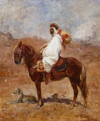 An Arab on a Horse in a Desert Landscape