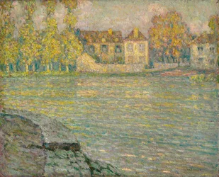 Houses by the River at Sunset, Moret