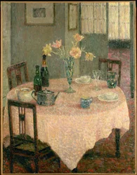 Interior with Pink Tablecloth