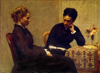 Reading: A woman reading to a young blind person