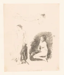 Study Sheet with Three Naked Women