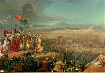 First Crusade: Battle fought under the walls of Antioch between the crusaders commanded by Bohemond (Bohemond of Taranto or Hauteville or Bohemond I of Antioch the Great, 1054-1111) and the army of Karbouka (= Kerbogha, died 1102), general of the sultan o