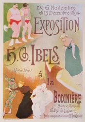 Reproduction of a poster advertising an Exhibition by H. G. Ibels, at the Bodiniere, Rue St Lazare, Paris