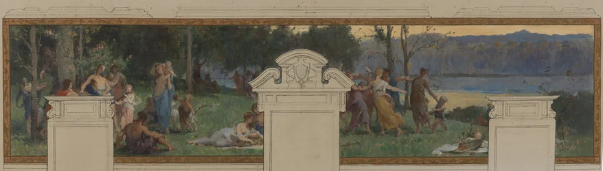 Sketch for Pantin Town Hall: Allegories of the Ourcq Canal, Labour and Navigation - Country Festival (ceiling and wall panel)