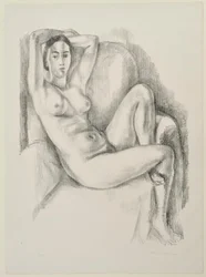 Nude with Blue Cushion
