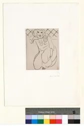 Crouching Oriental Woman, Veil over Her Head
