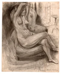 Seated Nude with Arms Raised