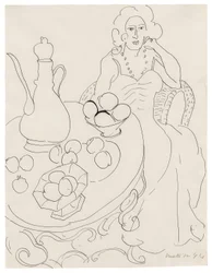 Seated Woman Before a Serving Table