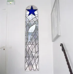 Stained Glass Window Depicting a Fish Caught in a Net Beneath the Star of Salvation, from the Stairs Leading to the Chapel of the Rosary