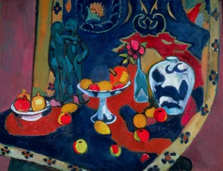 Still Life of Fruit and a Bronze Statue