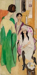 Three Sisters with an African Sculpture