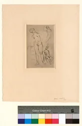Three Nudes, One Leaning on a Stool