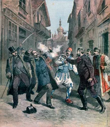 Assassination of M. Beltchef in the presence of Mr Stambouloff, Bulgaria, 1891