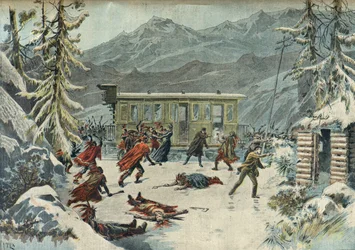 Attack on the Train by Indians, from the Play Around the World in 80 Days, Paris 1898