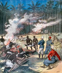 Cremation of the Dahomey Corpses, Africa
