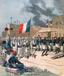 Entry of the French Army into Abomey, Dahomey, Africa, 1892