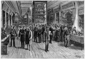 Food Exhibition of the Champs-Elysees in Paris 1883 - Drawing by Henri Meyer
