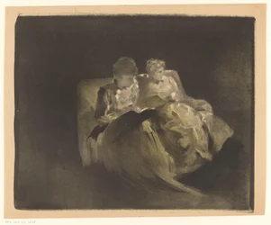 Two Women Reading on a Bench