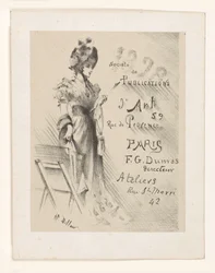 Woman Looking at a Print, Next to Her a Print Stand