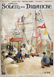 Benediction of the Newfoundland Fleet by Henri Rudaux. Engraving in Le sun-du-dimanche, March 19