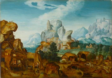 Rocky Landscape with a Forge, The Flight into Egypt