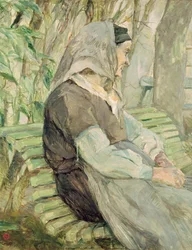 Old Woman Seated on a Bench in Celeyran