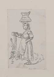 Italian Woman with Water Jug on Head