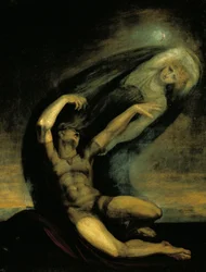 Achilles trying to grasp at the shade of Patroclus