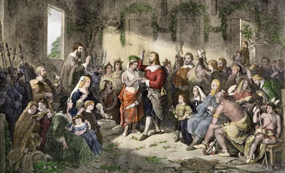 The Marriage of Pocahontas and John Rolfe in Jamestown in 1614