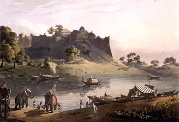 Ruins of the Fort at Juanpore on the River Goomtee, Plate V, Engraved by Daniel Havell, 1809