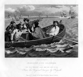 The Idle Prentice Turned Away and Sent to Sea, Plate V of Industry and Idleness