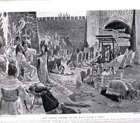 How Chinese Maninkins on a wall save a town, illustration from 