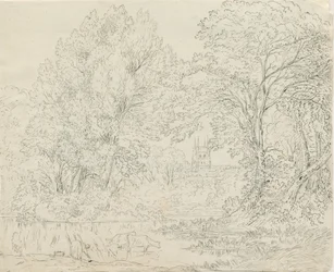 Tamworth - Rural View (pen and ink drawing, 1788-1855)