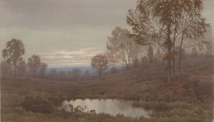 Sunset Landscape with Pond
