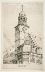 The Post Office, Middle Dutch Church from Scenes of Old New York