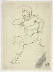 Seated Warrior (recto); Striding Warrior (verso)