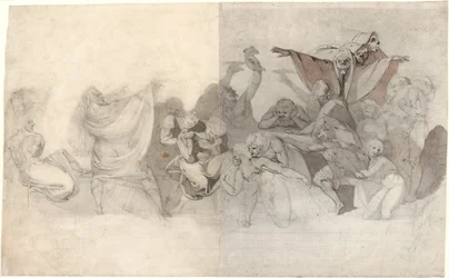 Triumph of Death: Three Skeletons Invading a Bacchanal Orchestrated by a Magician or an Evil Demon